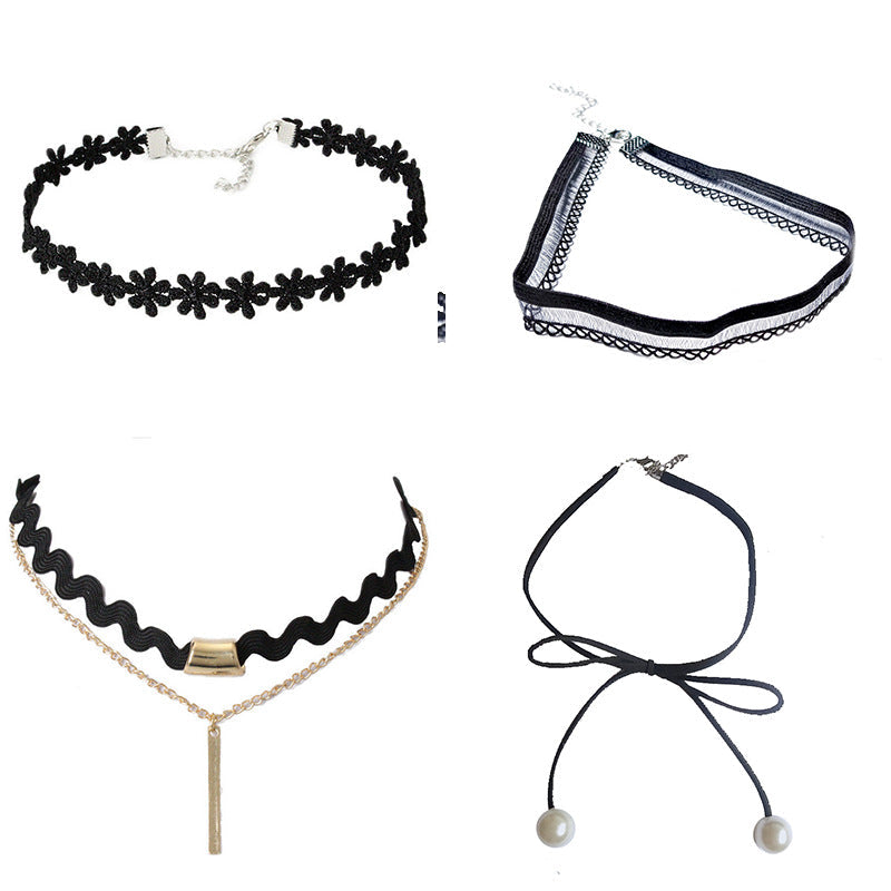 Fashion Velvet Choker Necklace Set – Trendy Tassel Collar Necklace Collection for Women