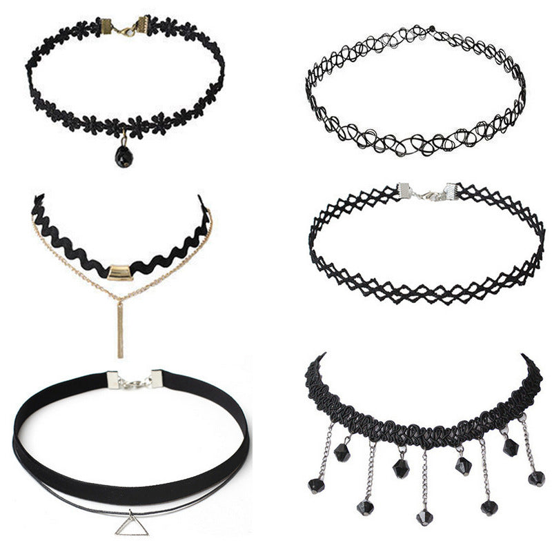 Fashion Velvet Choker Necklace Set – Trendy Tassel Collar Necklace Collection for Women
