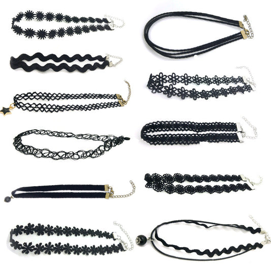 Fashion Velvet Choker Necklace Set – Trendy Tassel Collar Necklace Collection for Women