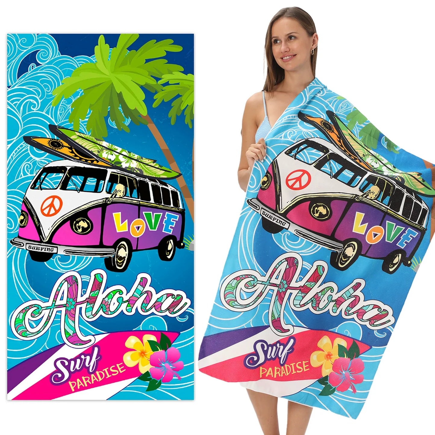 Oversized Microfiber Printed Beach Towel