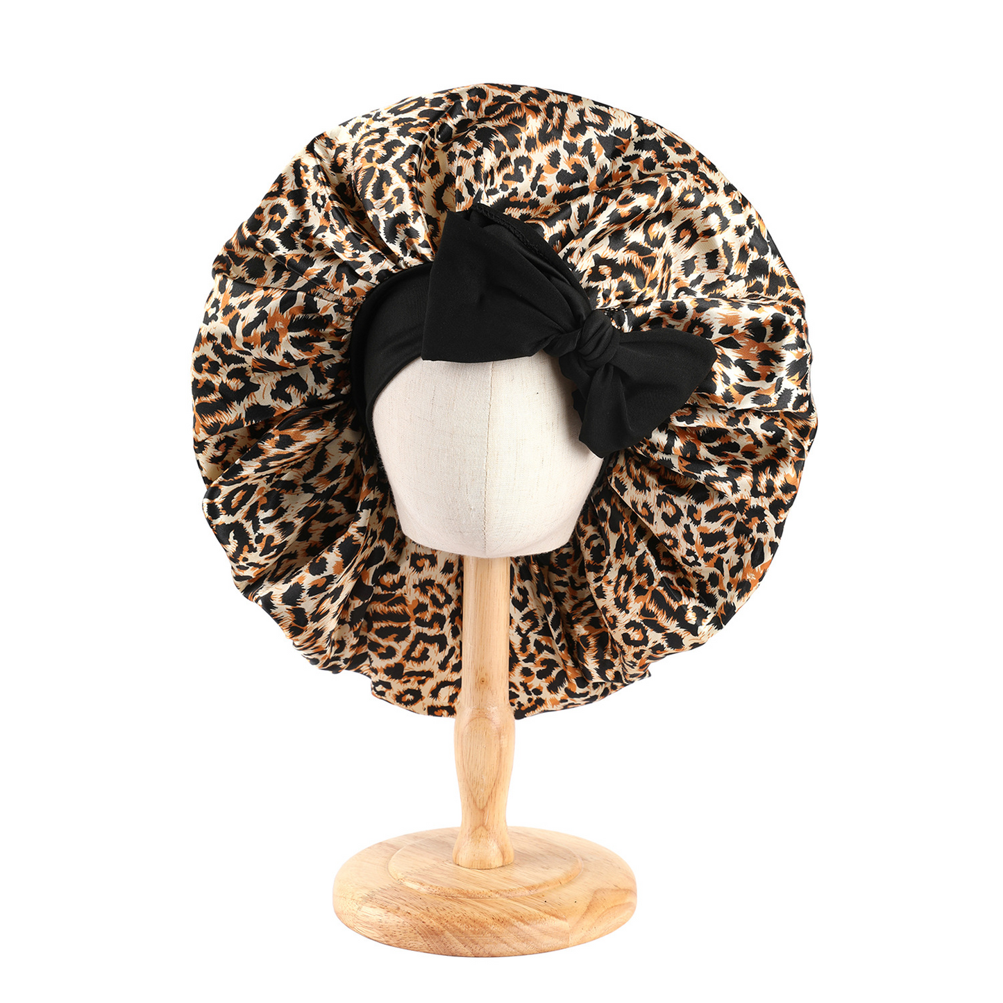 Oversized tie-strap sleep cap