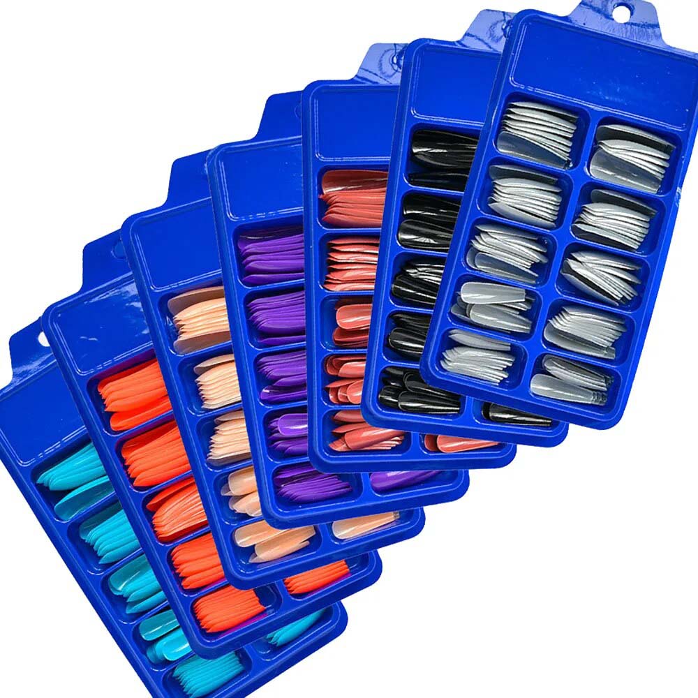 Ready-made nail stickers, small blue box, nail art stickers, ballet nails, long solid color.