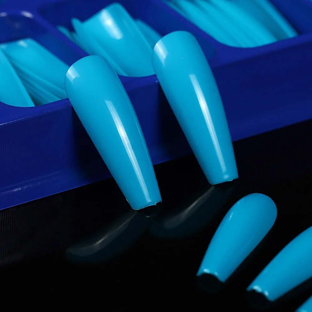 Ready-made nail stickers, small blue box, nail art stickers, ballet nails, long solid color.