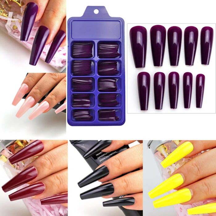 Ready-made nail stickers, small blue box, nail art stickers, ballet nails, long solid color.