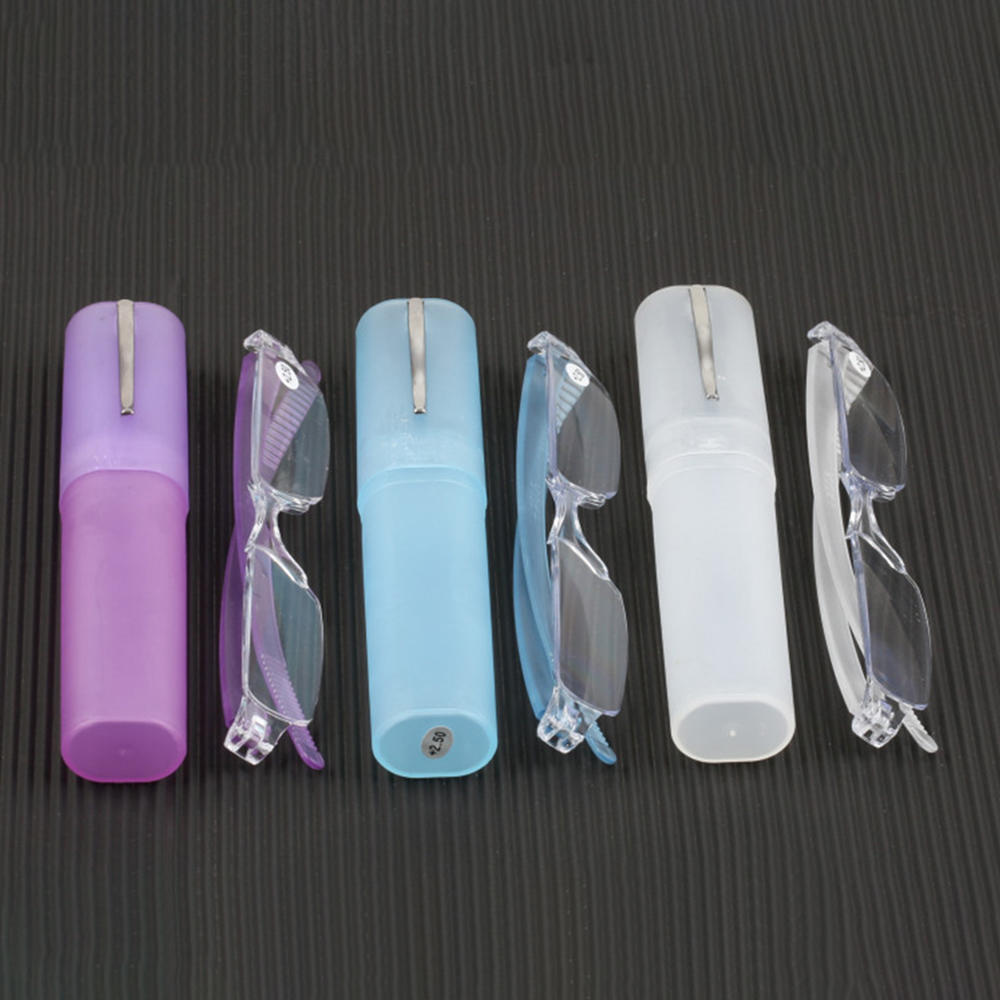 Ultra-Light Transparent Resin Reading Glasses with Pen Holder