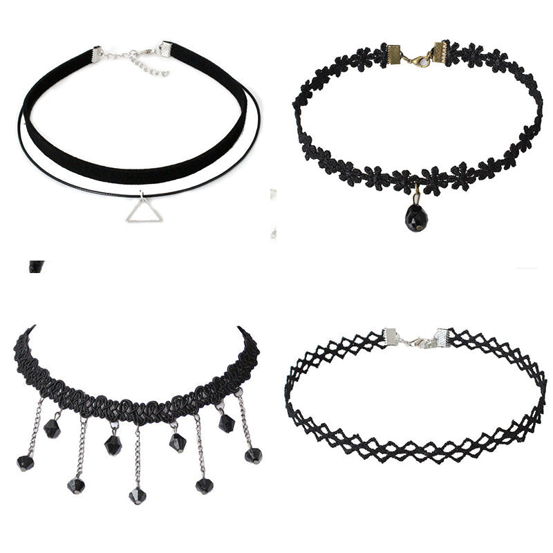 Fashion Velvet Choker Necklace Set – Trendy Tassel Collar Necklace Collection for Women