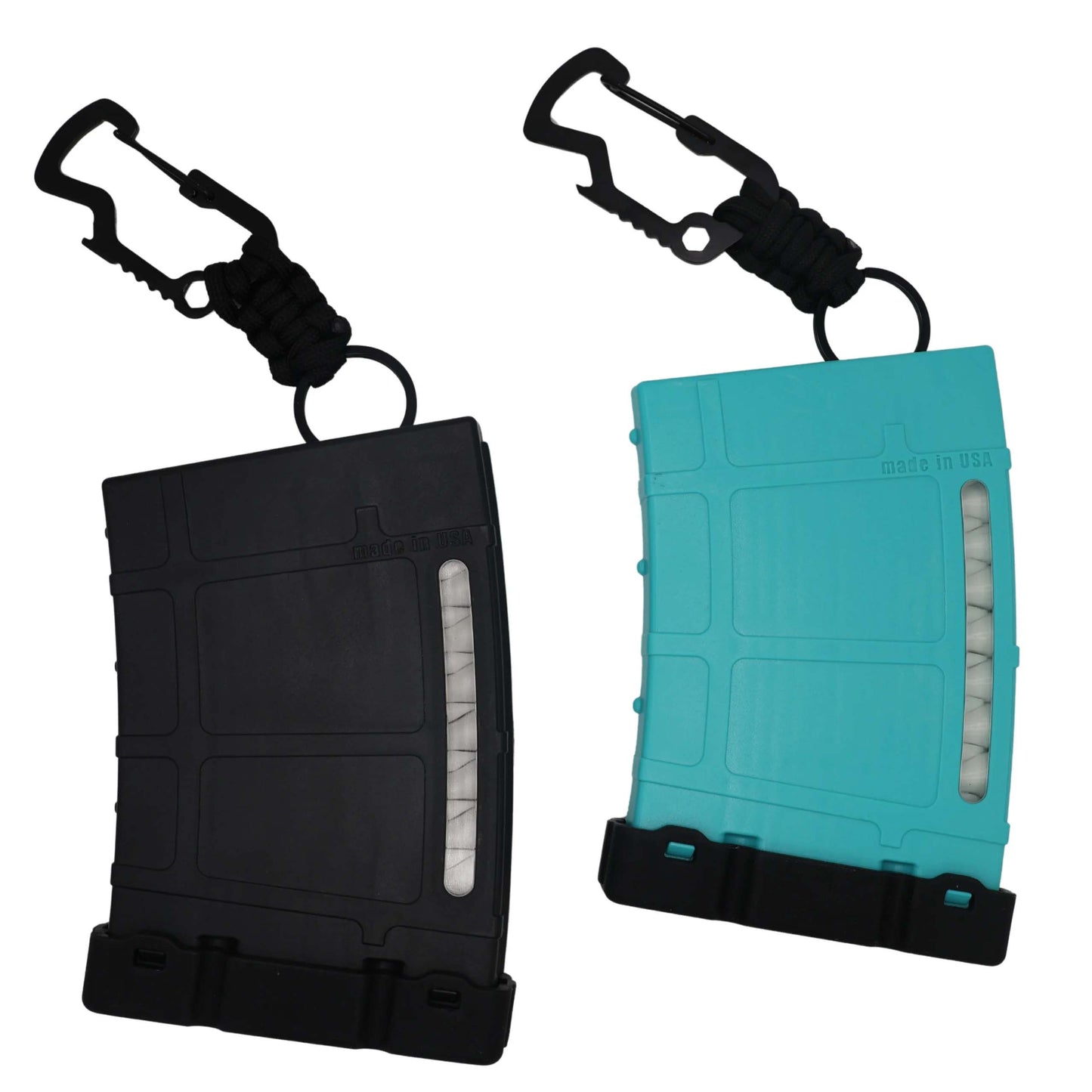 Golf tee storage box set, magazine-style golf tee storage box with carabiner, can hold 18 tees