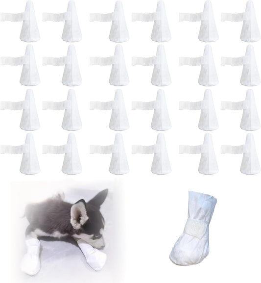 Disposable dog paw protectors, 4 pieces per pack, with adjustable self-adhesive tape.