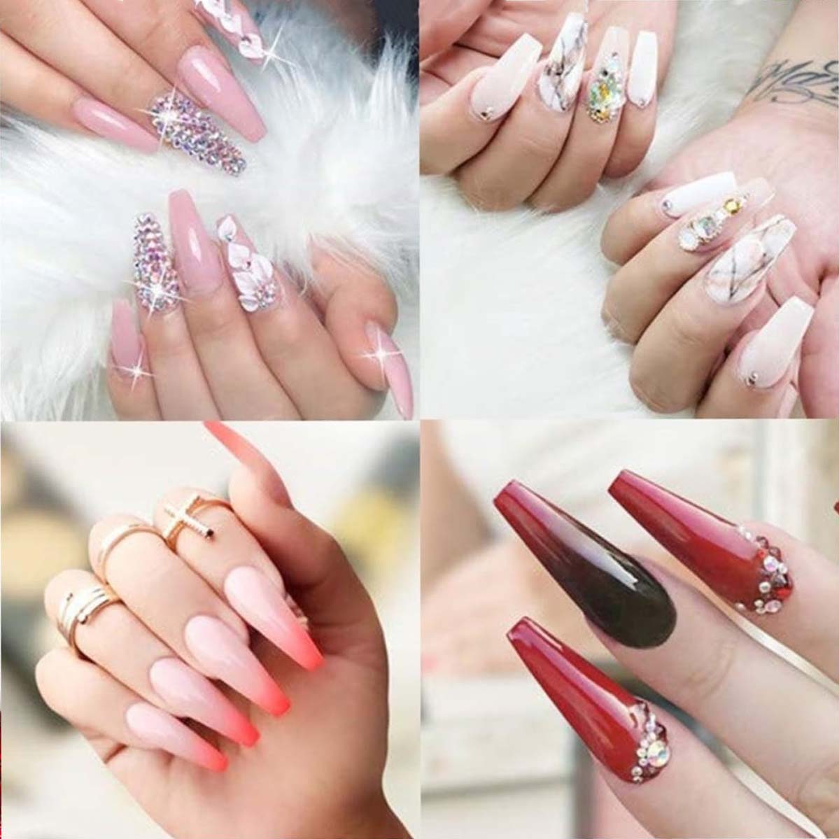Ready-made nail stickers, small blue box, nail art stickers, ballet nails, long solid color.
