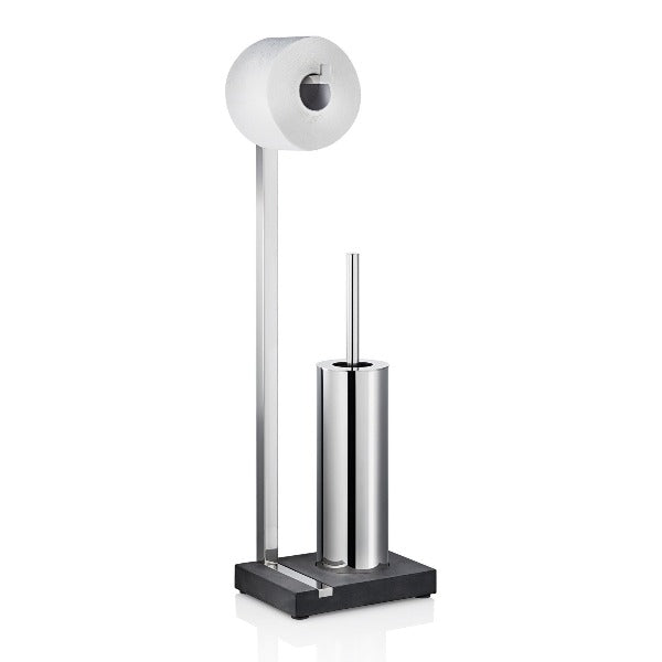 Toilet Butler With Tall Brush Holder - 1 Roll Polished