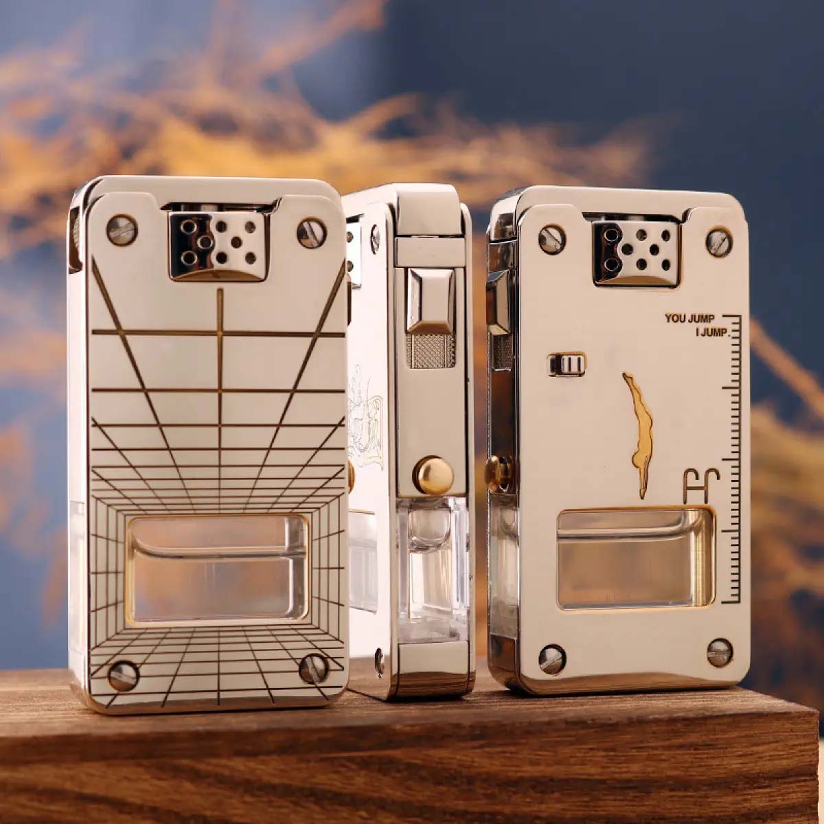 Cool lighter, retro kerosene lighter that can be filled with gas, with a visible fuel tank
