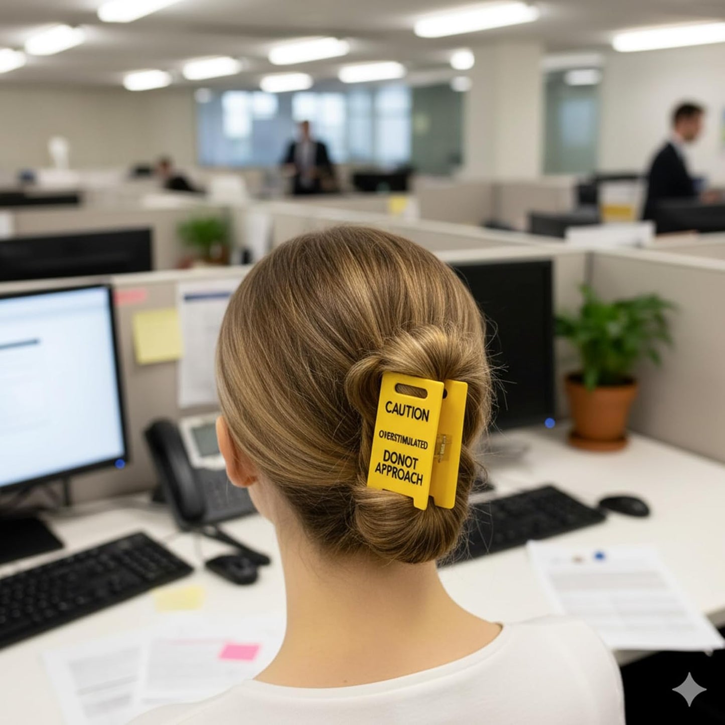 Overstimulated Caution Sign Hair Claw Clip