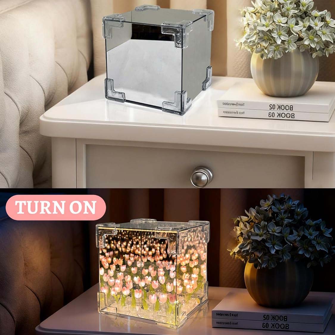 Tulip Night Light, LED Infinite Mirror Light, DIY Tulip Decorative Light