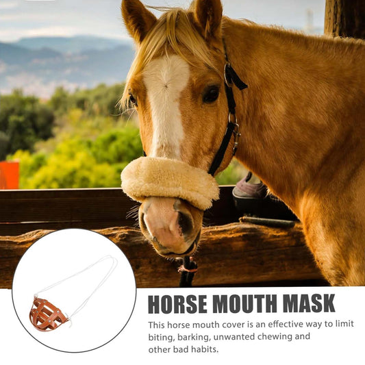 Breathable Horse Muzzles for Farm Animal Muzzles Prevent Biting Horse for Pasture Made of Leather Bits Western