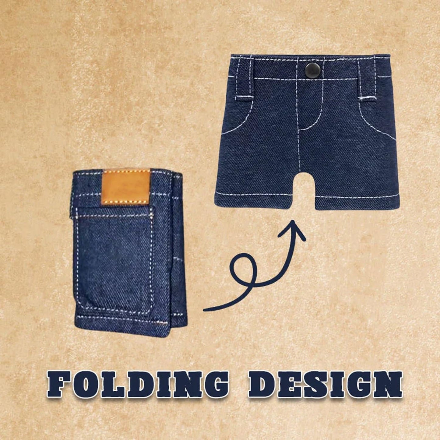 Mini Denim Jeans Wallet – Foldable Jeans-Shaped Coin Purse