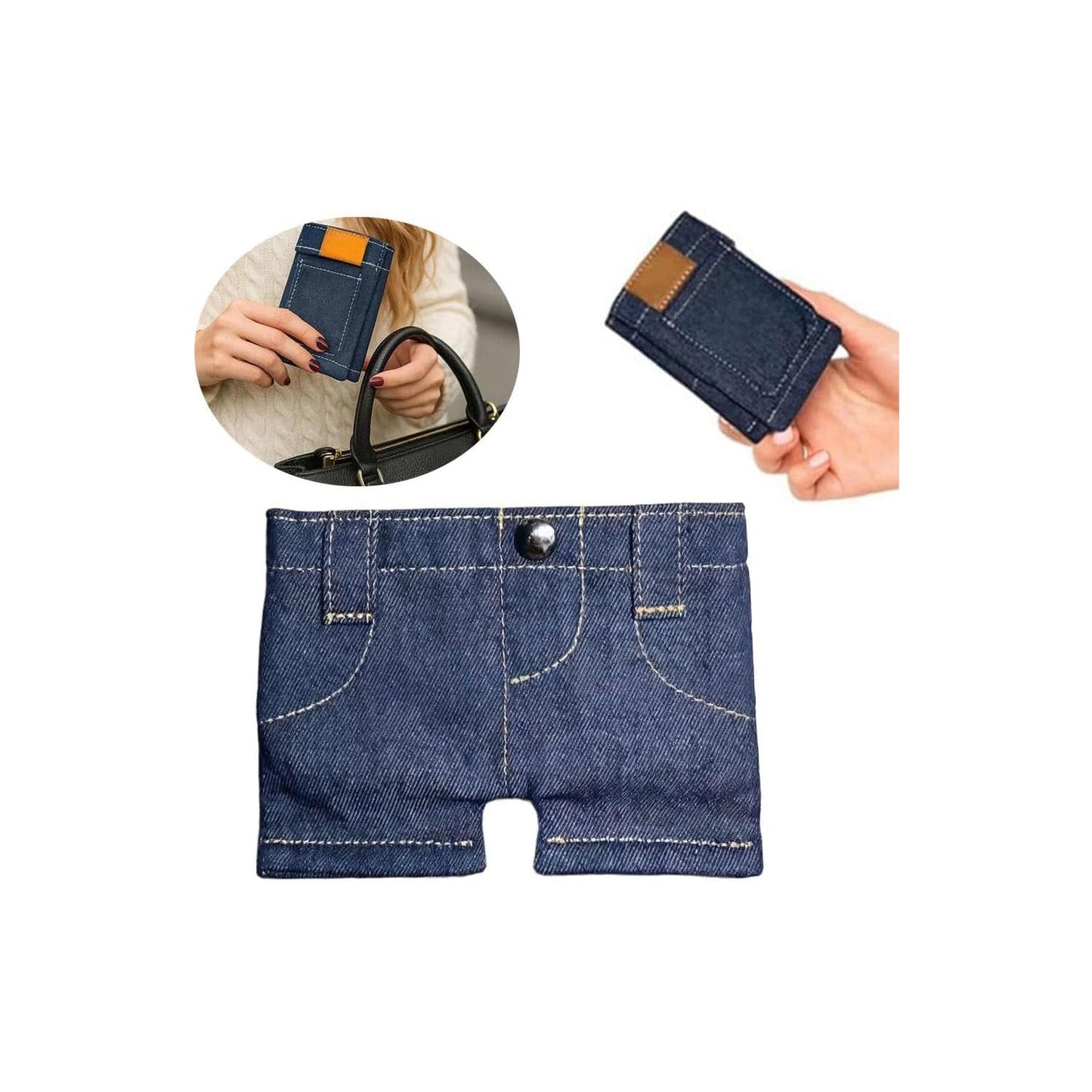 Mini Denim Jeans Wallet – Foldable Jeans-Shaped Coin Purse