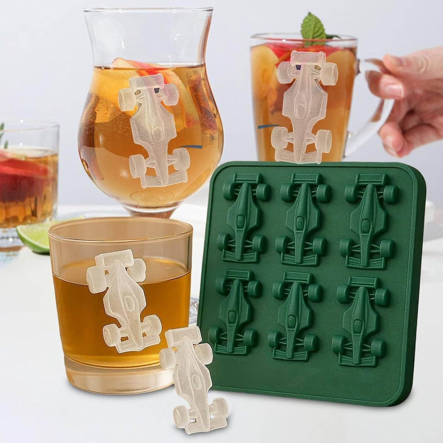 Racing Car Ice Mold – 6-Cavity 3D Formula Car Silicone Mold for Ice Cubes