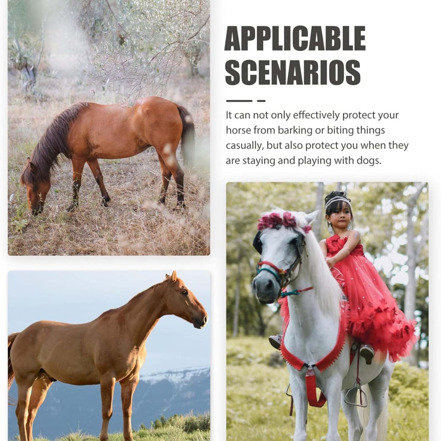 Breathable Horse Muzzles for Farm Animal Muzzles Prevent Biting Horse for Pasture Made of Leather Bits Western