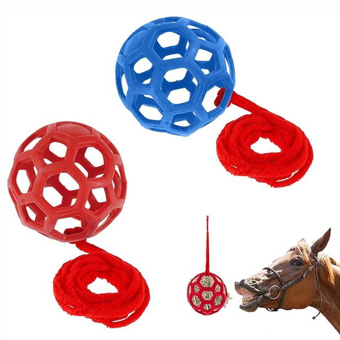 Horse treat balls and hay feeder toys, multi-functional feeders, made of durable and safe materials.
