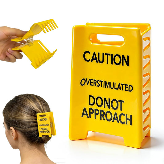 Overstimulated Caution Sign Hair Claw Clip