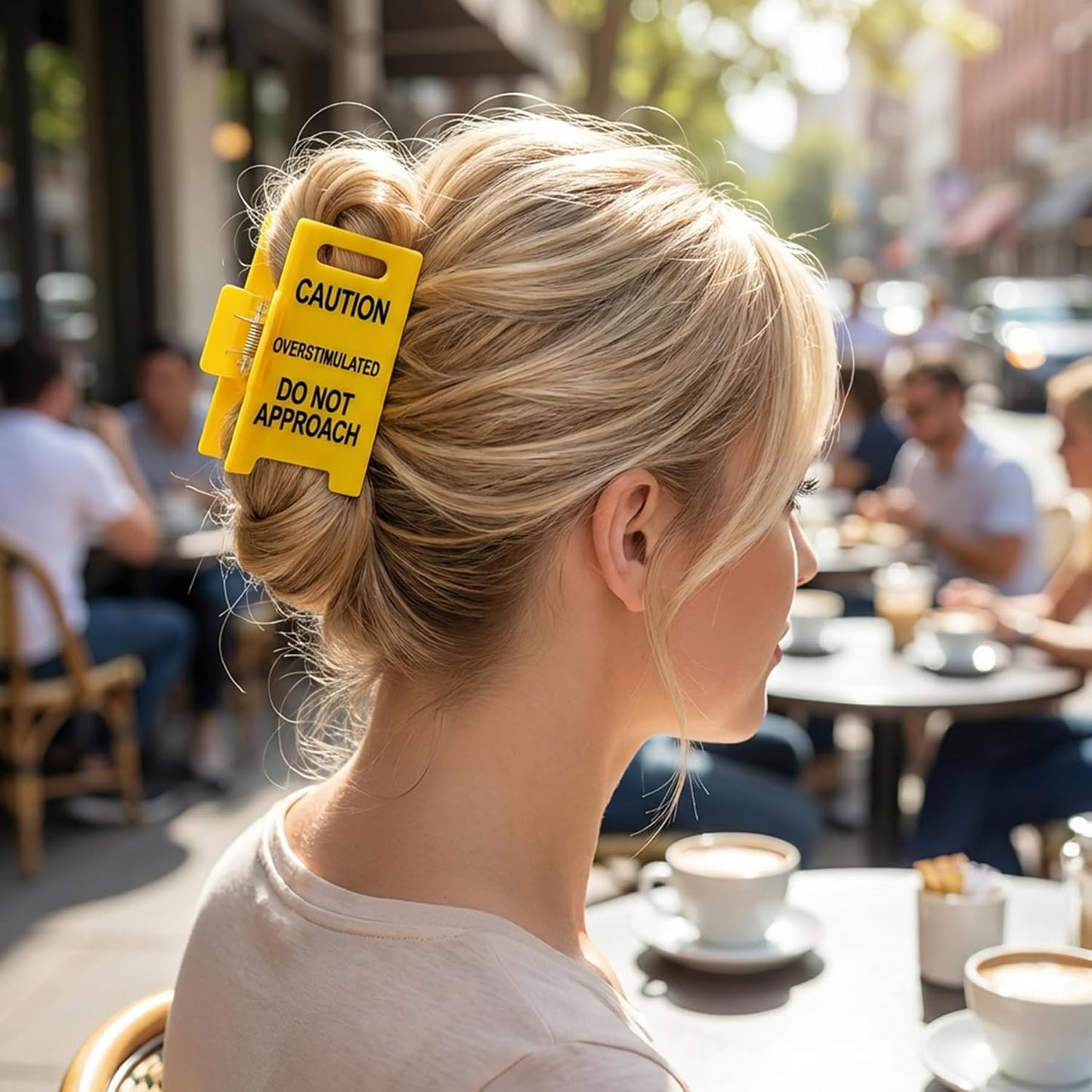 Overstimulated Caution Sign Hair Claw Clip