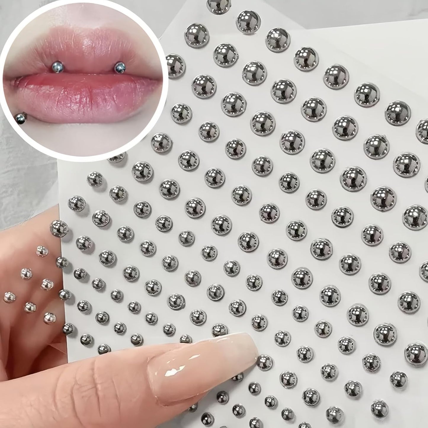 Mixed Face Gems – Fake Piercings Set | Lip Ring, Nose Ring & Eyebrow Piercing
