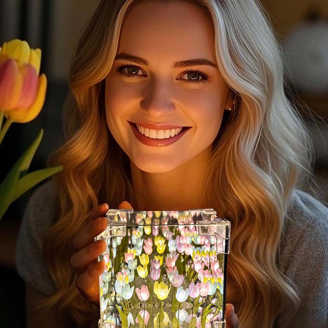 Tulip Night Light, LED Infinite Mirror Light, DIY Tulip Decorative Light