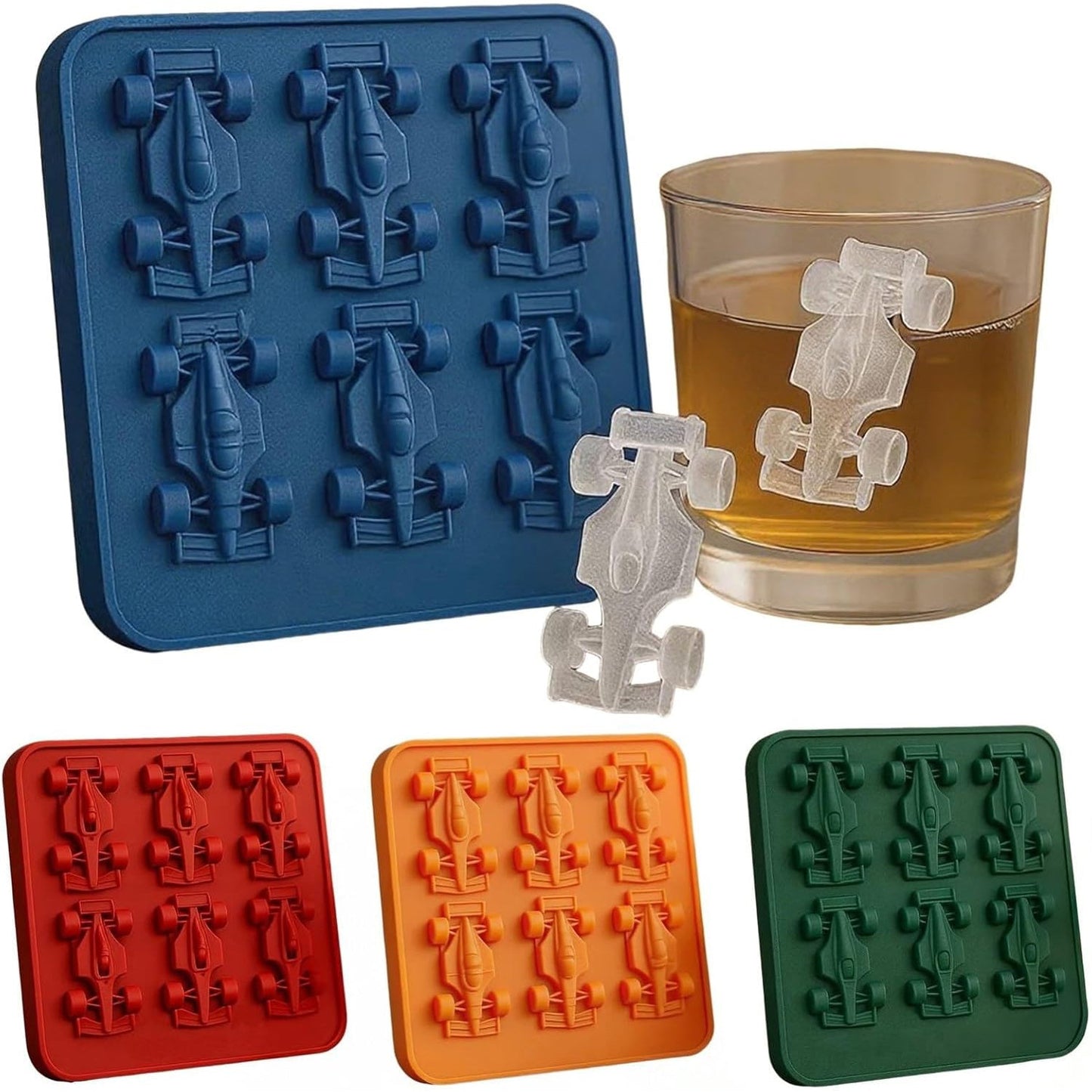 Racing Car Ice Mold – 6-Cavity 3D Formula Car Silicone Mold for Ice Cubes
