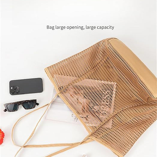 Nylon Mesh Beach Tote Bag for Travel & Vacation