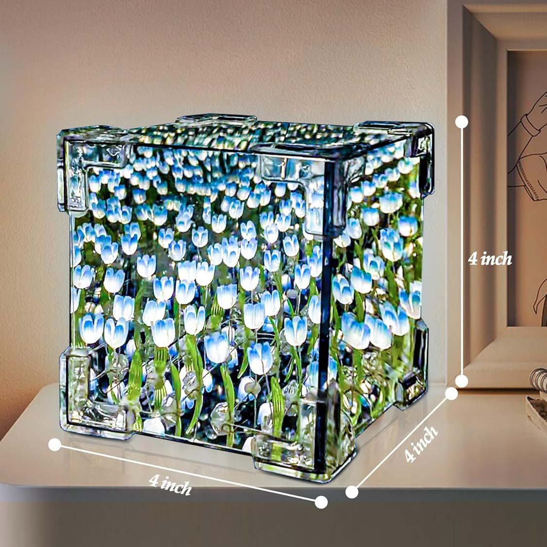 Tulip Night Light, LED Infinite Mirror Light, DIY Tulip Decorative Light