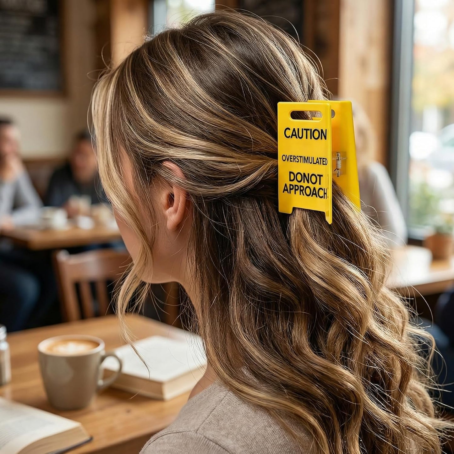 Overstimulated Caution Sign Hair Claw Clip