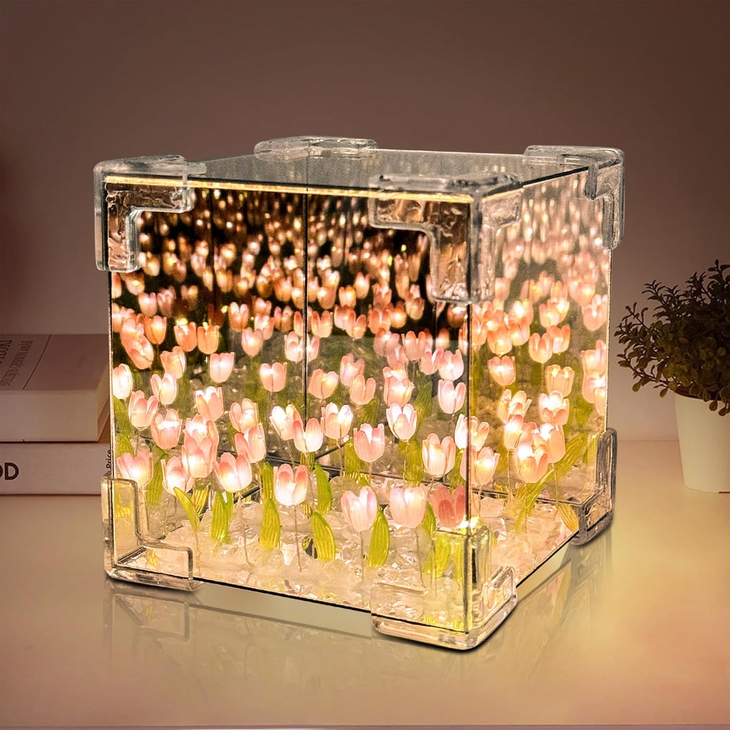 Tulip Night Light, LED Infinite Mirror Light, DIY Tulip Decorative Light