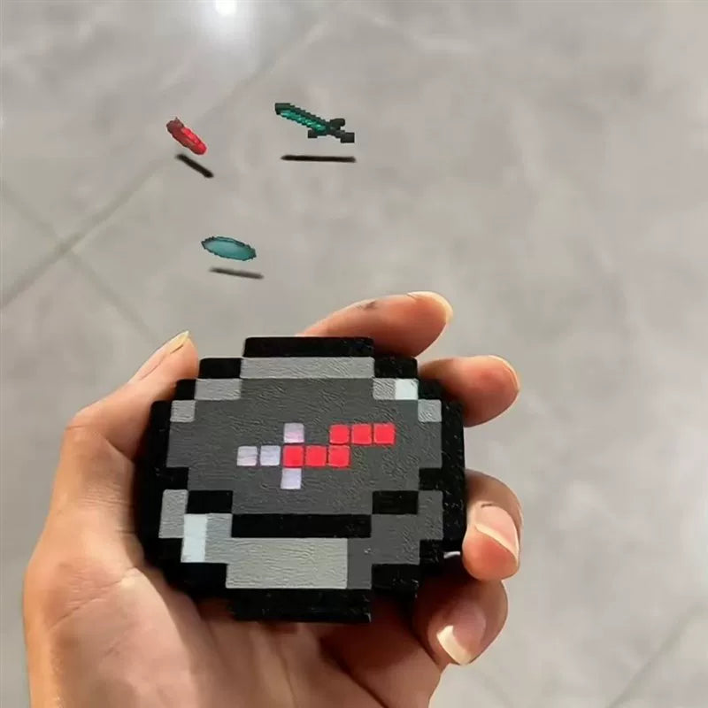 Minecraft-Style Pixel Compass Keychain