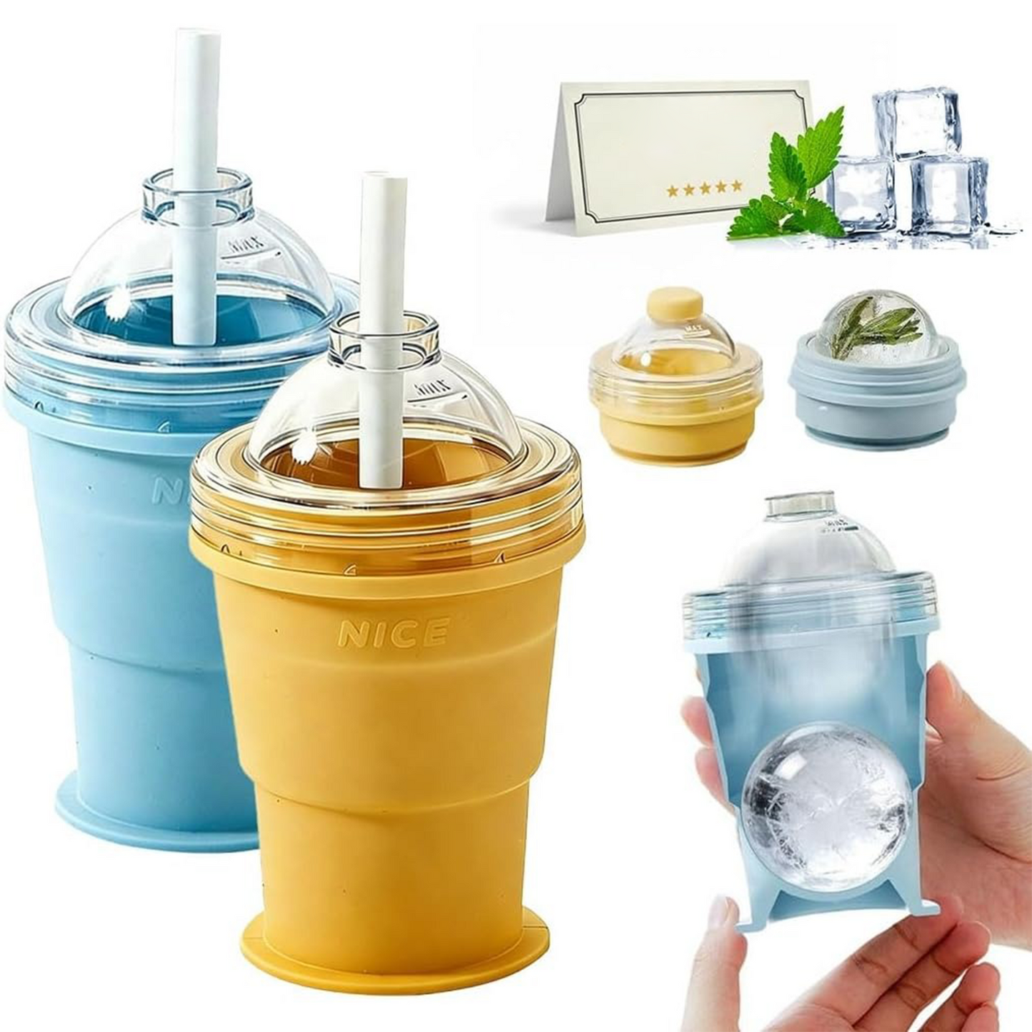 2-in-1 Foldable Silicone Ice Ball Maker Cup