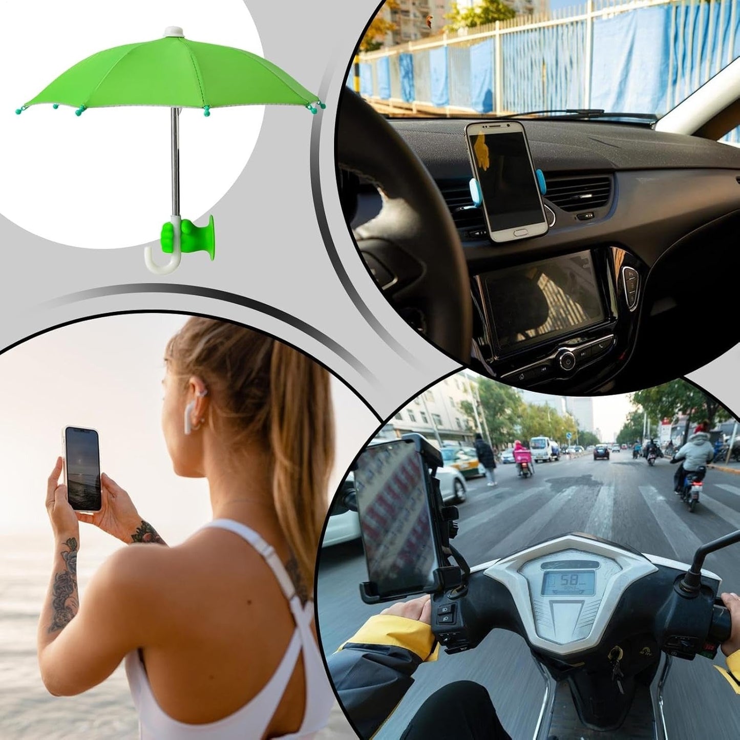Creative Motorcycle Fist Mini Umbrella – Sun & Rain Protection for Phones